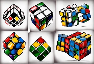 rubiks cube reprosenting perspective tattoo idea