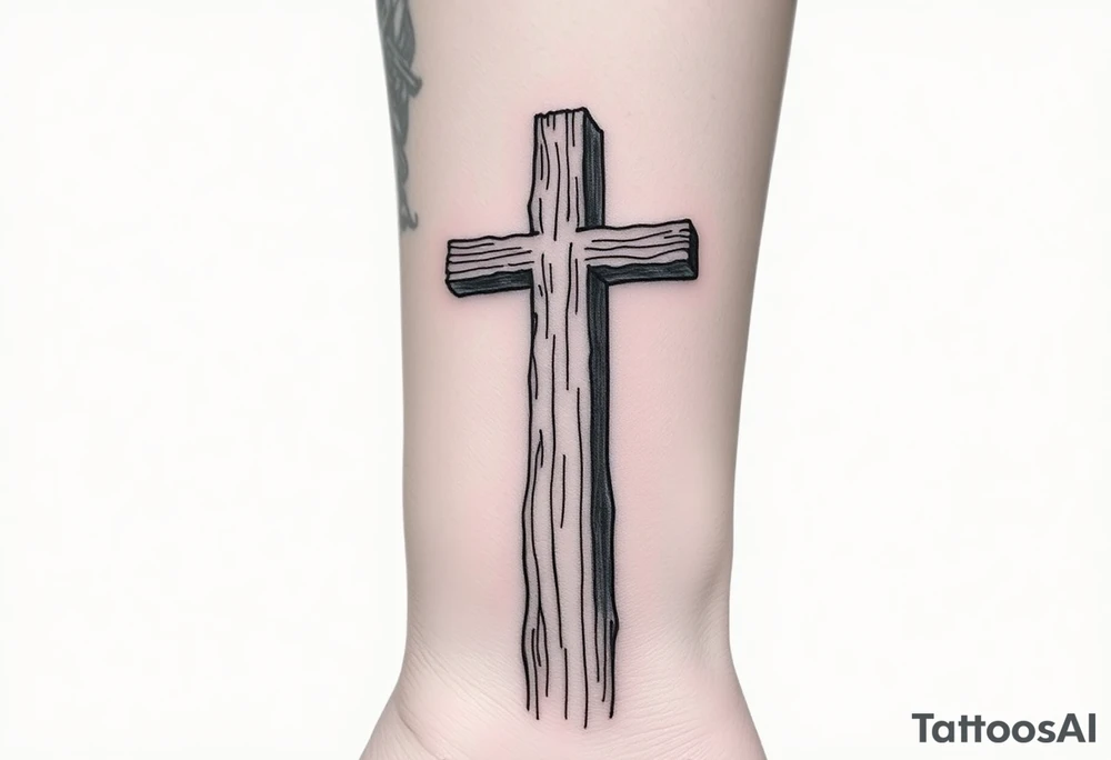 a wooden 12kv pole. Make the pole a cross that has a hidden resemblance to god. tattoo idea