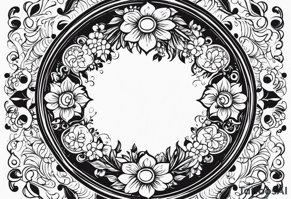 circle vignette frame surrounded by floral clouds tattoo idea circle vignette frame surrounded by floral clouds tattoo idea