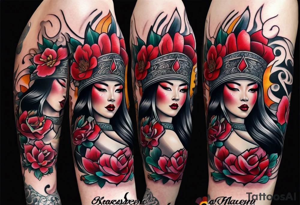 Asian Queen Of Spades tattoo sleeve hentai tattoo idea