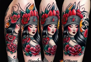 Asian Queen Of Spades tattoo sleeve hentai tattoo idea