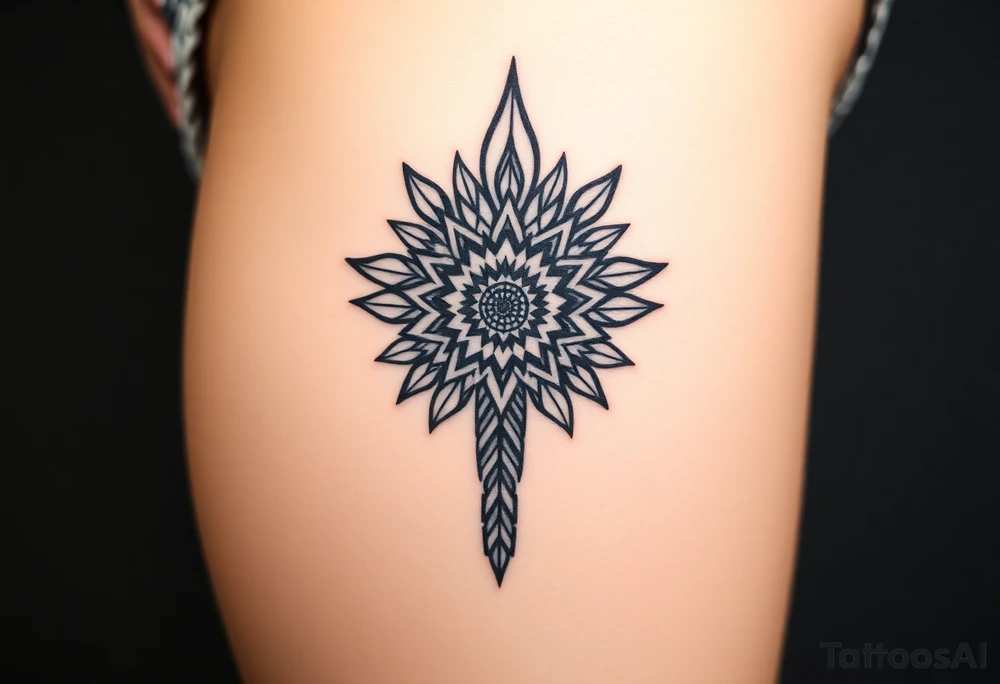 spiritual feather indian mandala shaman tattoo idea