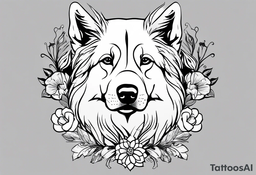 The name “odin” in script cursive with April birth flowers placed nicely through it and a dogs nose print at the end tattoo idea