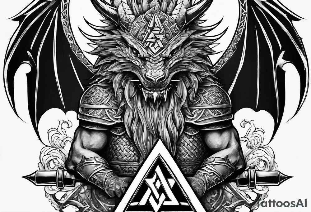 Valhalla valknut sword axe Dragon tattoo idea