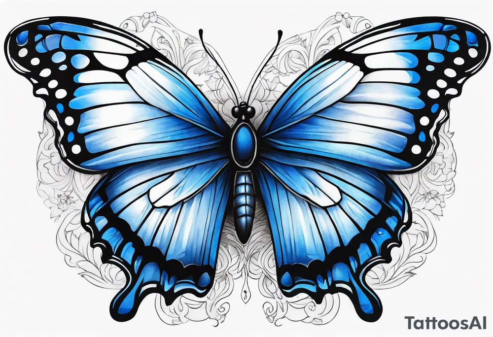Blue butterfly tattoo idea