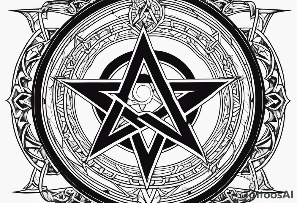 Pentagram Lilith symbol moon tattoo idea