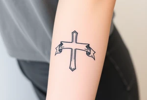 Cross a banner
Around it tattoo idea