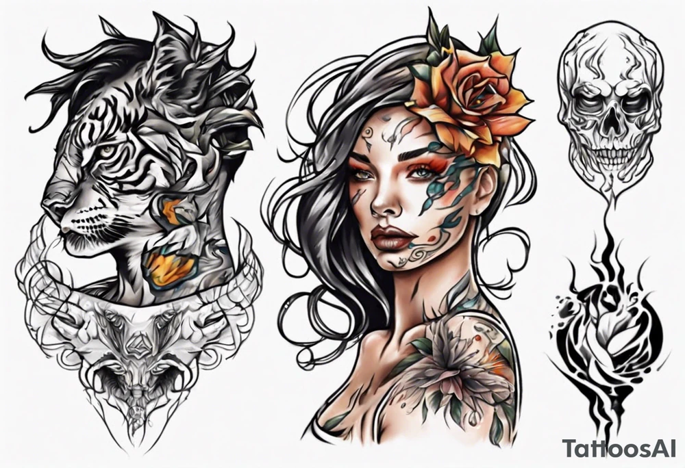 men women morph tattoo idea