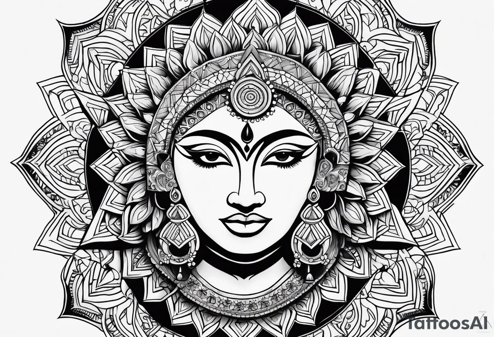 kali, durga, geometric mandala tattoo idea