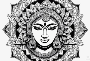 kali, durga, geometric mandala tattoo idea