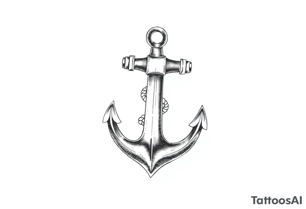 weathered anchor wrapped in nautical rope with sea waves tattoo idea