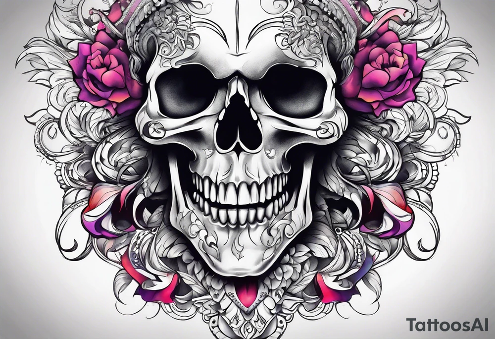 skull mouth open tattoo idea