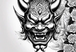 hannya mask realism tattoo idea