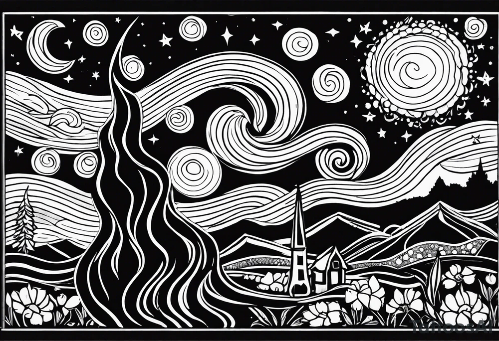 starry night van gogh tattoo idea