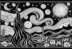 starry night van gogh tattoo idea