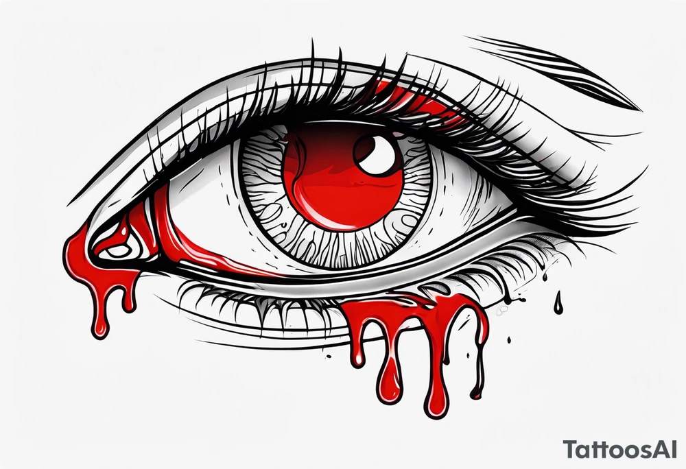 Bloody tear flow to down from eye sleeve tattoo tattoo idea