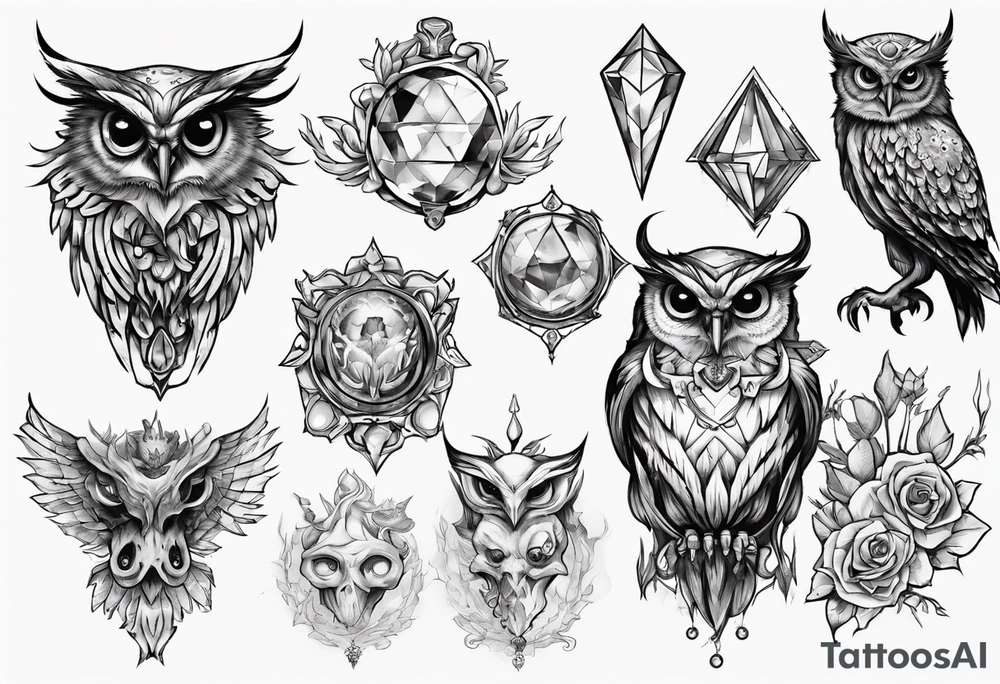 The Demon Owl Stolas, a Prince of Hell who is obsessed with gems, knowledge of astrology and poisonous plants. tattoo idea