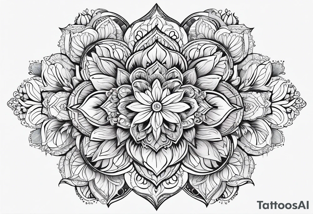 mandala , leaves and flowers feminine tattoo idea
