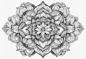 mandala , leaves and flowers feminine tattoo idea