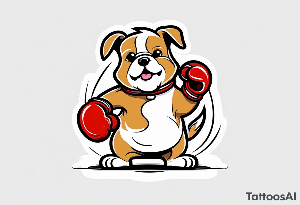 Cute Dog boxing coach tattoo idea