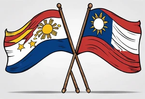 Waving flag that is the Philippine flag to the left and the Spanish flag to the right tattoo idea