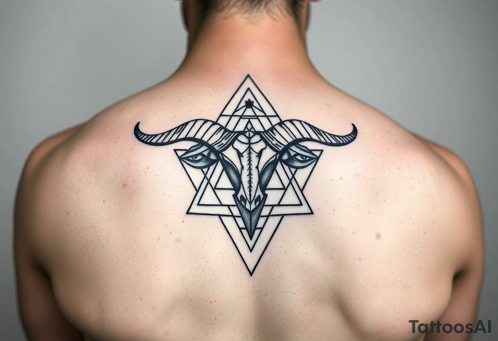 Subliminal geometric aries and taurus combine tattoo idea