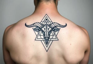 Subliminal geometric aries and taurus combine tattoo idea