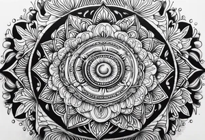 Mandala inspired Ripples in the water caused by a half moon that is dripping water Drops tattoo idea