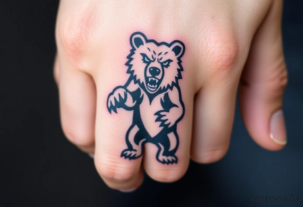 University of Northern Colorado bear mascot  standing up on 2 paws fierce look in a swiping paw tattoo idea