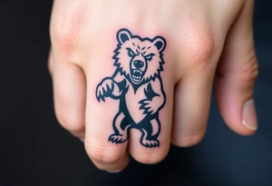 University of Northern Colorado bear mascot  standing up on 2 paws fierce look in a swiping paw tattoo idea