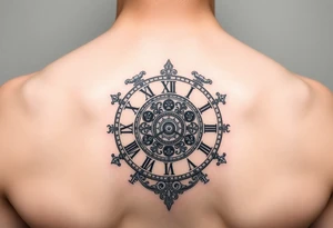 vintage roman numerals within ornate clockwork mechanism tattoo idea