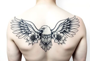eagle and flowers wings not opened for the arm tattoo idea