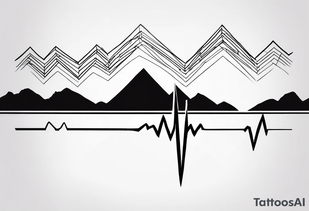 ekg tattoo with mountains tattoo idea