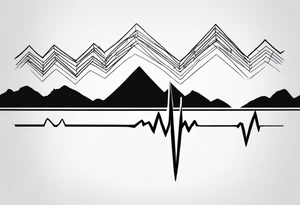 ekg tattoo with mountains tattoo idea