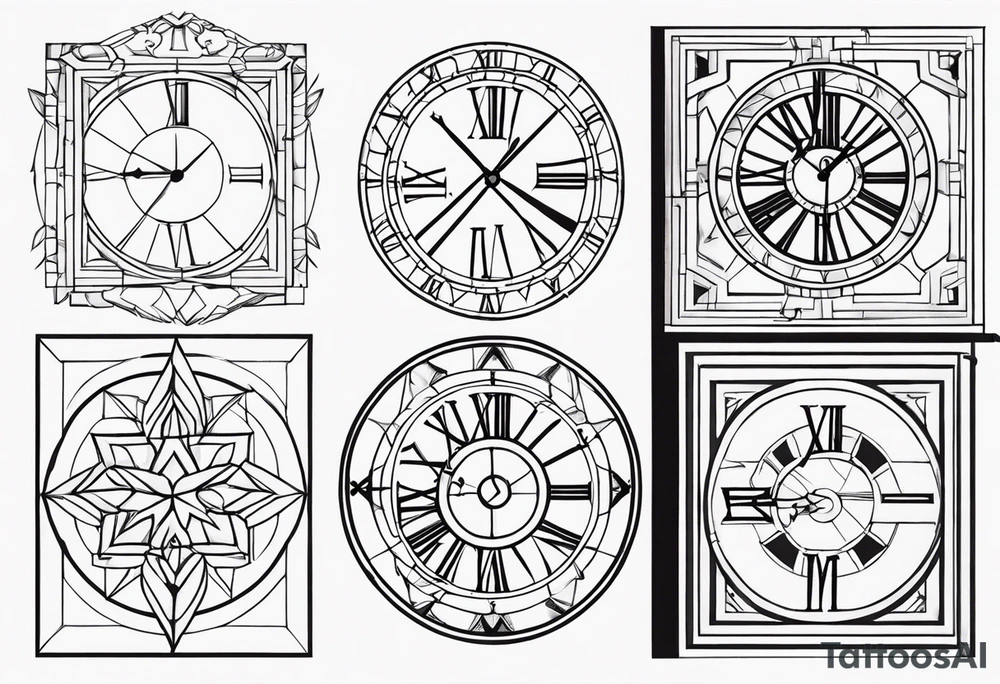 Roman numerals with anime gemometric tattoo idea