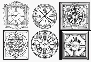 Roman numerals with anime gemometric tattoo idea