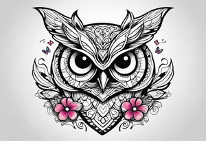 Owl and butterflies tattoo idea