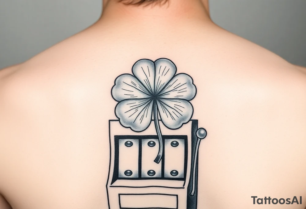 A. Floating four-leaf clover over a slot machine. tattoo idea