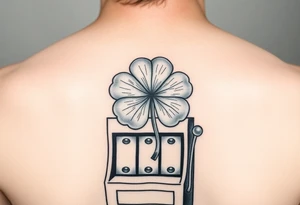 A. Floating four-leaf clover over a slot machine. tattoo idea