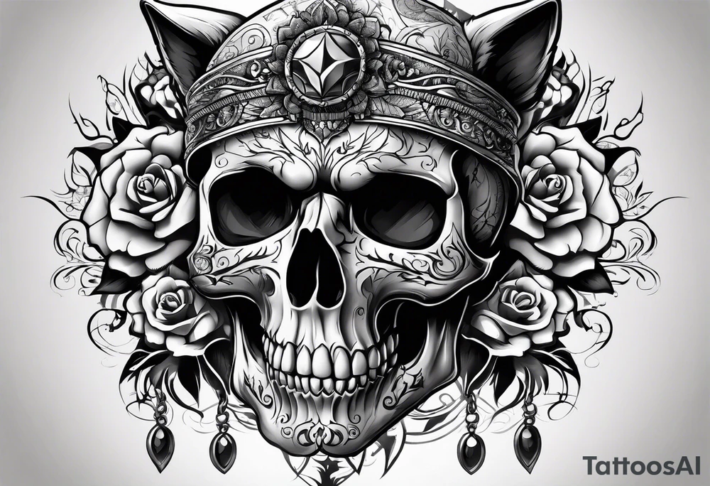 Skull with wolf tattoo idea