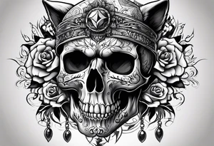 Skull with wolf tattoo idea