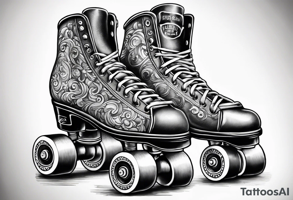 Pair of old school rollerskates tattoo idea