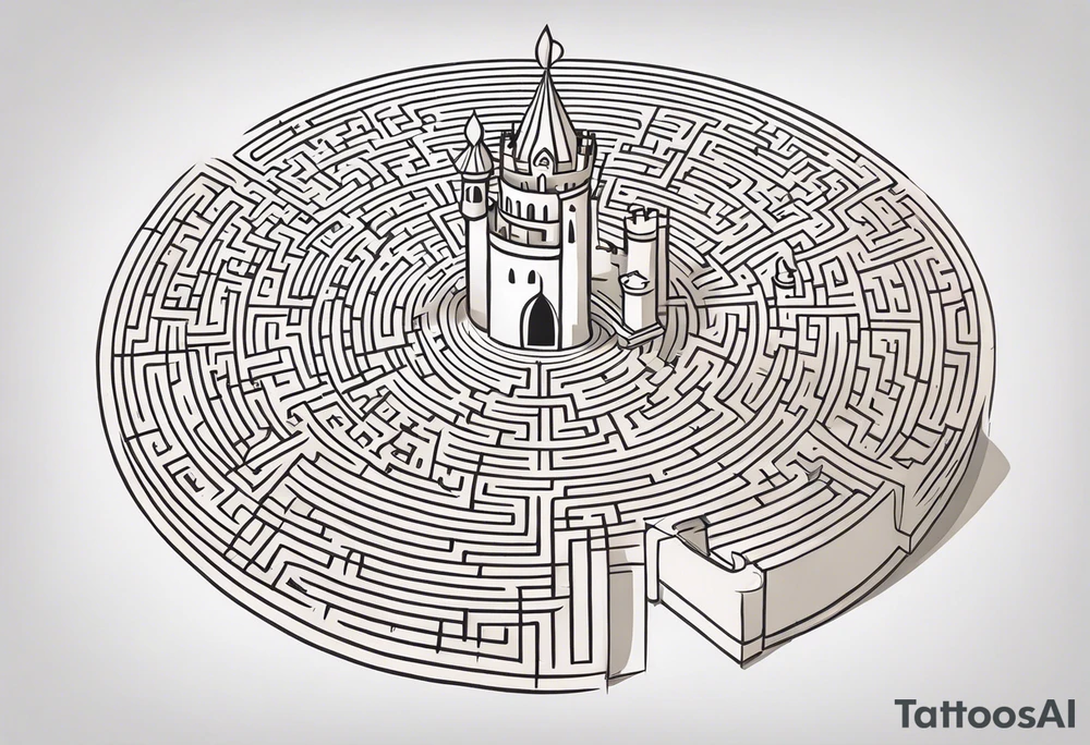 Labyrinth Maze with castle tattoo idea