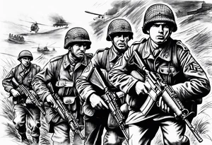 World war 2 British soldiers action tattoo idea