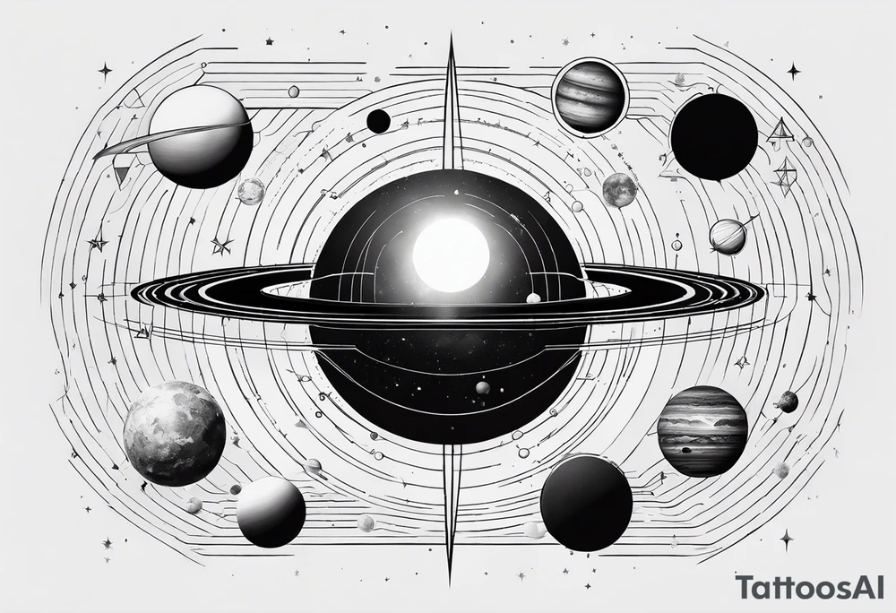 a geometric representation of the solar system tattoo idea