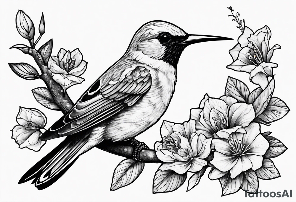Sad, death, hummingbird, yellow finch, cardinal, flower garden, tattoo idea