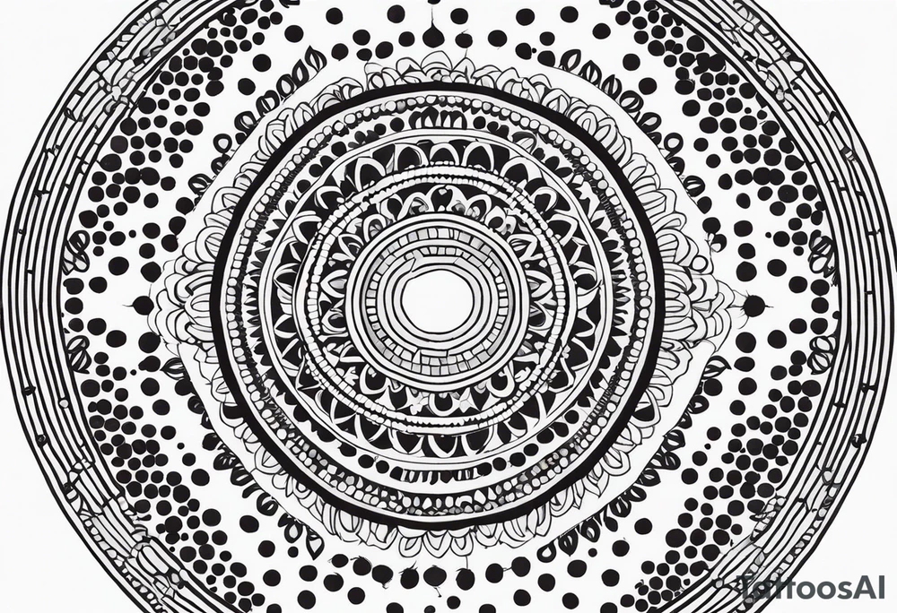 simple sunshine mandala made of black dots with circles tattoo idea
