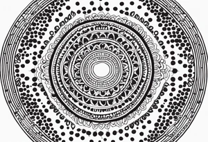 simple sunshine mandala made of black dots with circles tattoo idea