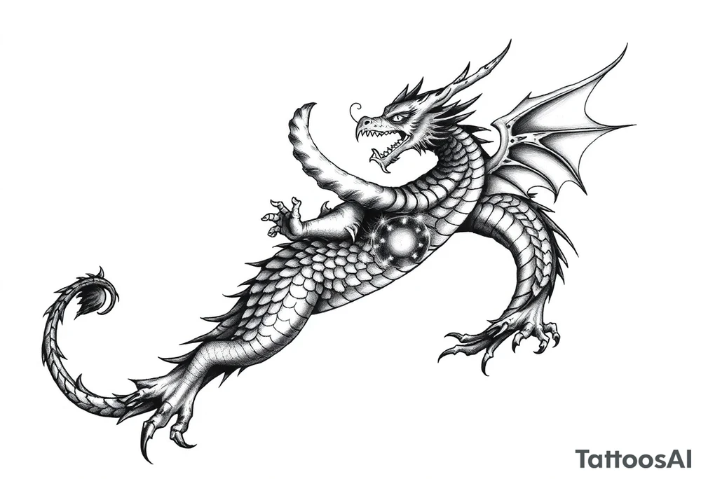 dragon number 8 positive projection, universe, phoenix tattoo idea