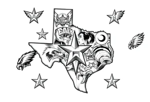 Combine all athletics Houston team logos into one nice one giant Texas tattoo idea